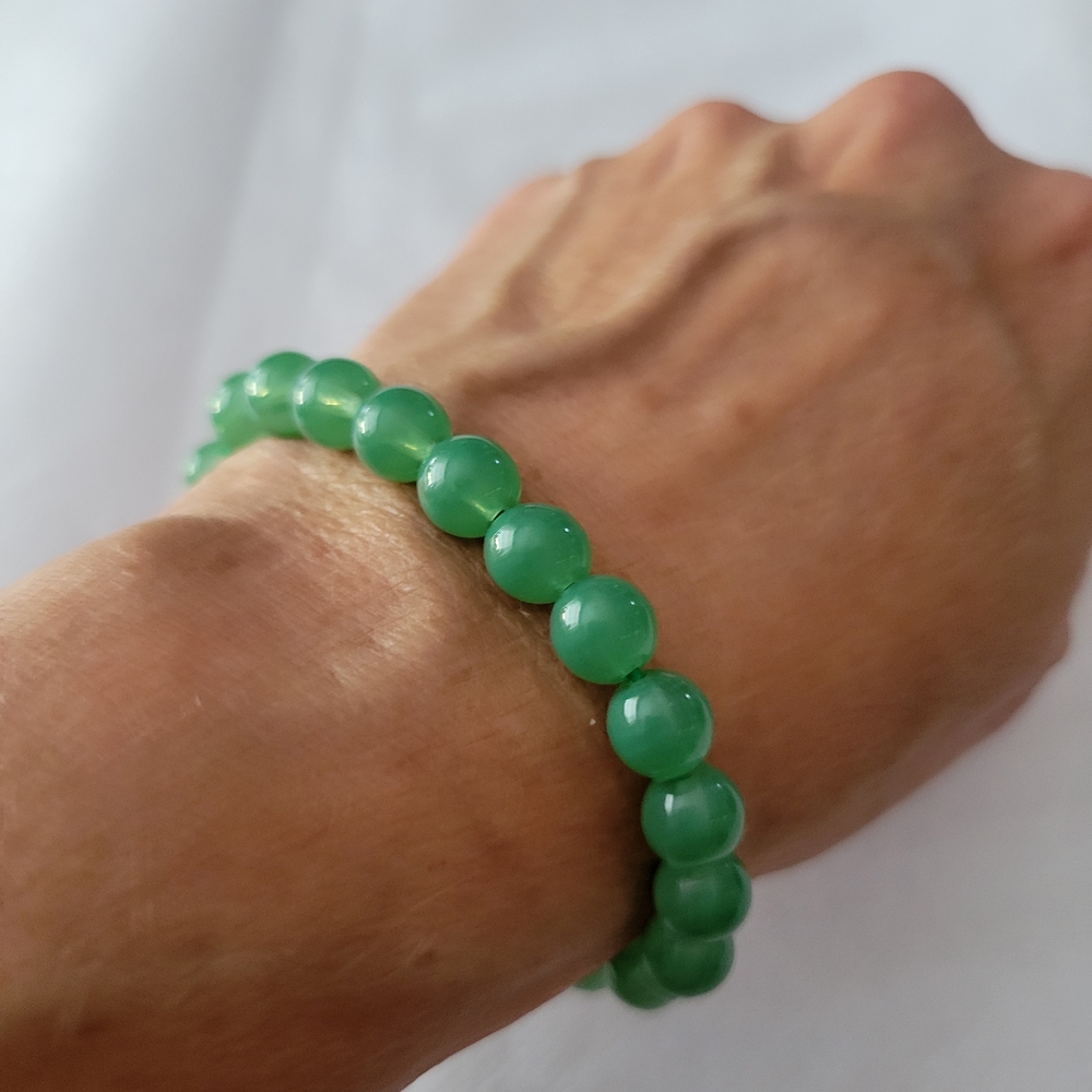 Green Beaded Stretch Bracelet